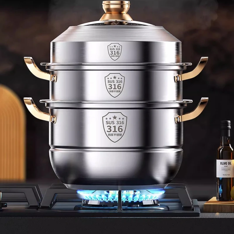 Home Cooking Classes - 316 Stainless Steel Steam Pot 40cm