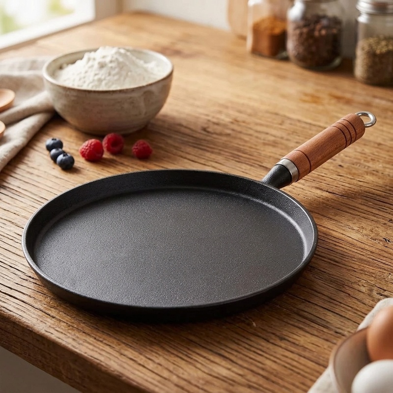 Dosa Pan Iron - 20/23/26cm Cast Iron Frying Pan Uncoated