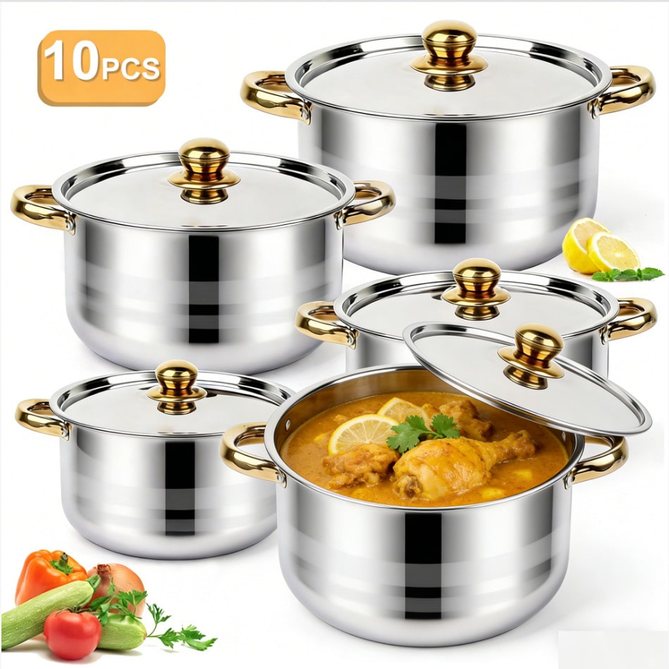 Stainless Steel Pot Set Modern - Home Cooking Set recension och pris